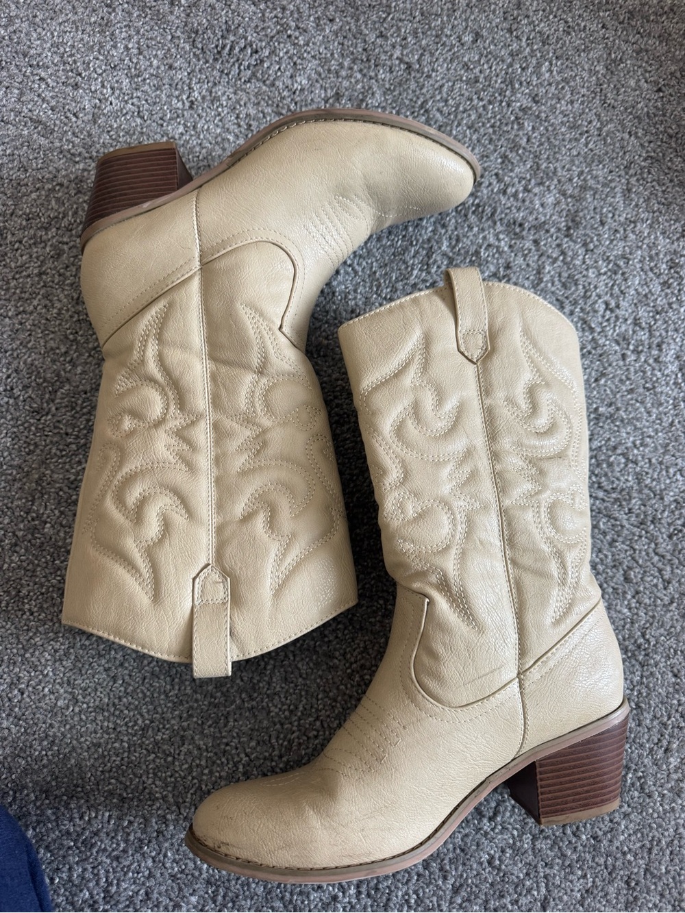 Classic Women's Cream Western Mid-Calf Boots